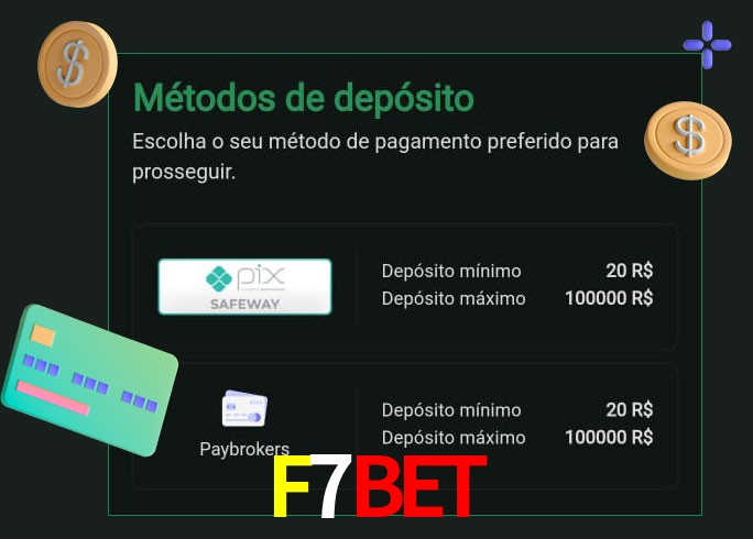 O cassino F7BET oferece uma grande variedade de métodos de pagamento
